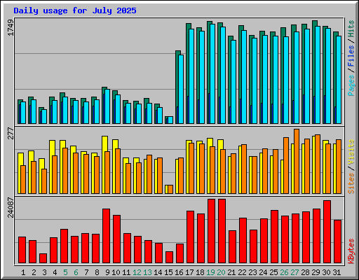 Daily usage for July 2025