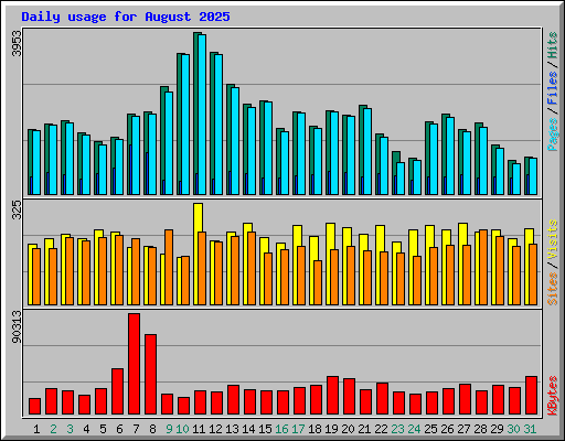 Daily usage for August 2025